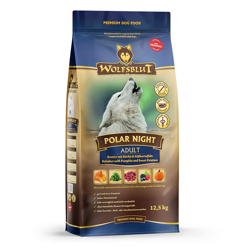 Sparpaket WOLFSBLUT Polar Night Rentierfleisch mit Kürbis und Süßkartoffeln 2 x 12,5 Kilogramm Hundetrockenfutter Mega-Angebot